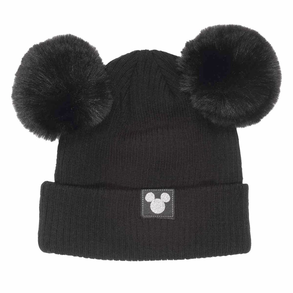 Disney Mickey Mouse - Double Pom Pompon Bonnet - Noir